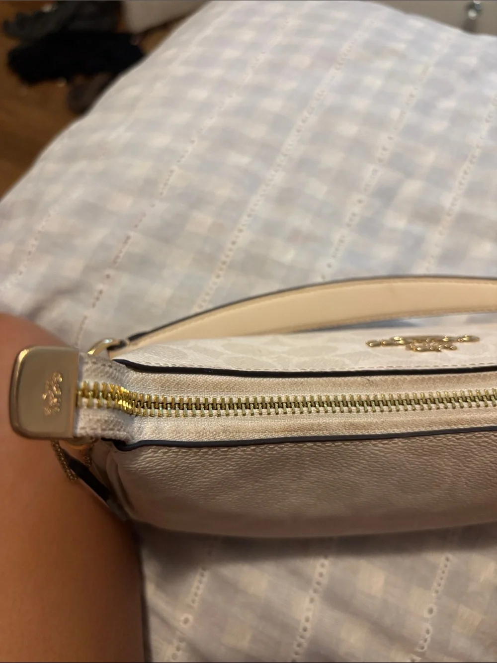 Coach Small Shoulder Bag in Chalk with Gold Hardware